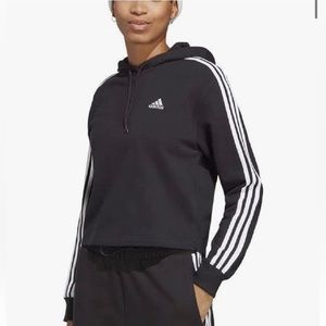 Adidas 3 Stripes French terry cropped hoodie Size 8-10